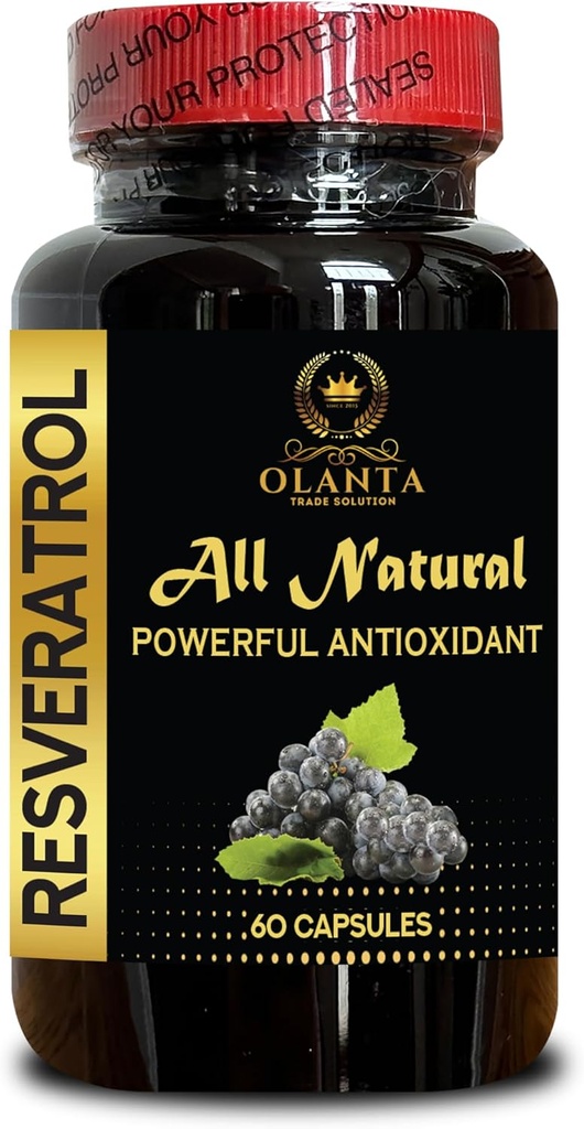 RESVERATROL Extract - Immune System Booster, Promotes Overall Wellness, Antioxidant for Men, Vegan Energy boosters, Pure Resveratrol Supplement - 1 Bottle 60 Capsules