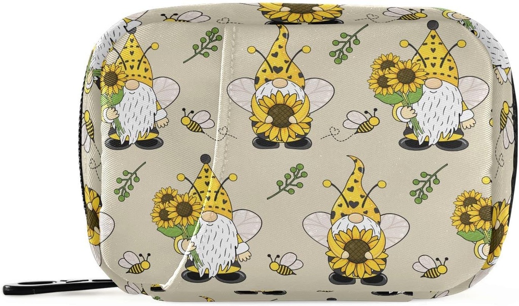 Gnome Bees Pill Box 7 Day Pill Case Travel Pill Productionser Bag with Zipper Portable Weekly ויטמין Medicine תוסף Holder Pouch Bag