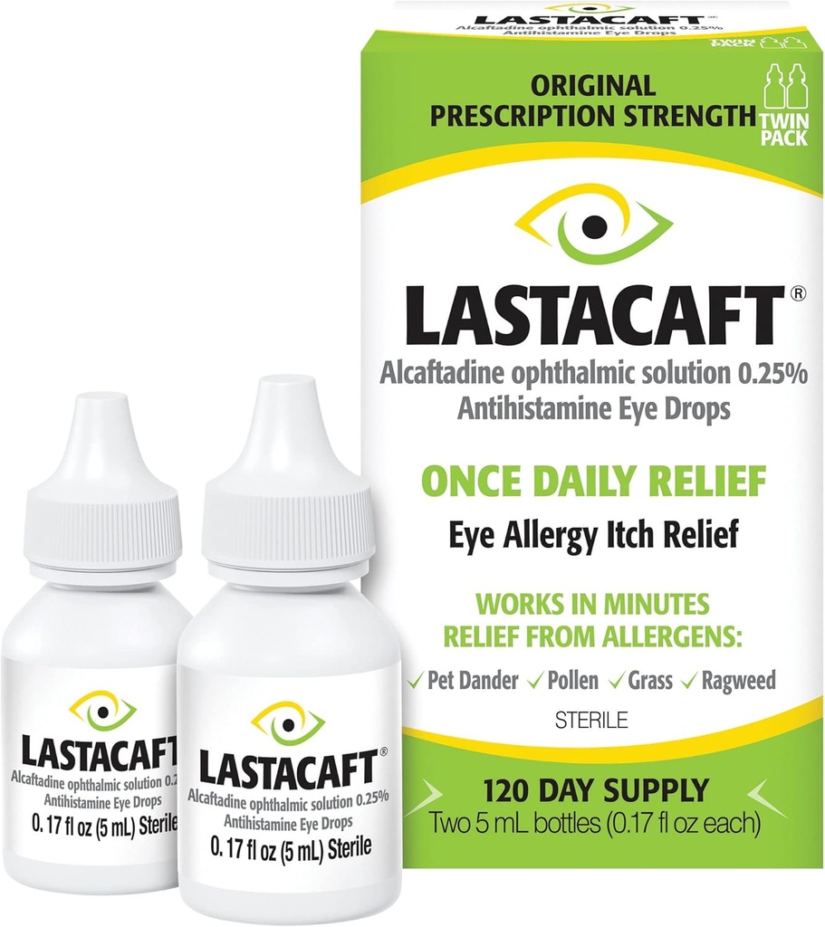 LASTACAFT פעם Daily Eye Allergy Itch הקלה טיפות, (2 Count) 120 יום אספקה, בלעדית