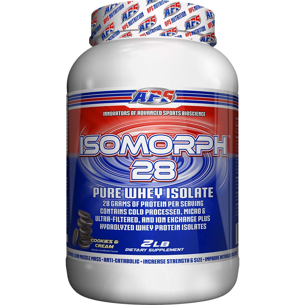 APS תזונה Iso Morph 28 אבקת חלבון | Pure Whey Isolate | Cold Pressed, Ultra--edפילטר, & Ion Exchange Isolates | 28g חלבונים | 2 פאונד (Cookies & Cream)