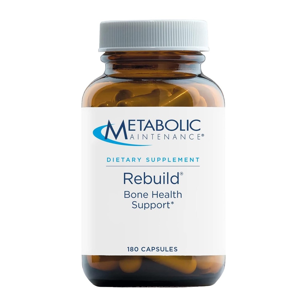 Metabolic Maintenance ReBuild - Bone Health Support Supplement with Calcium, ויטמינים D + K2, Zinc, Magnesium Citrate + Trace מינרלים, No Fillers (180 קפסולות)