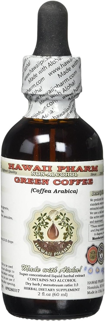 קפה ירוק ללא אלכוהול, קפה ירוק (Coffeaערביתa) Dried Bean Glycerite הוואי Pharm טבעי צמחי