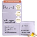 Perel 1st Trimester Prenatal Pack, Multivitamin עם Folate, ויטמין D, אומגה 3, ברזל וג'ינג'ר, תמיכה תזונתית עבור הריון מוקדם, Soy & Gluten חינם, Non GMO, 30 Daily Pill Packs