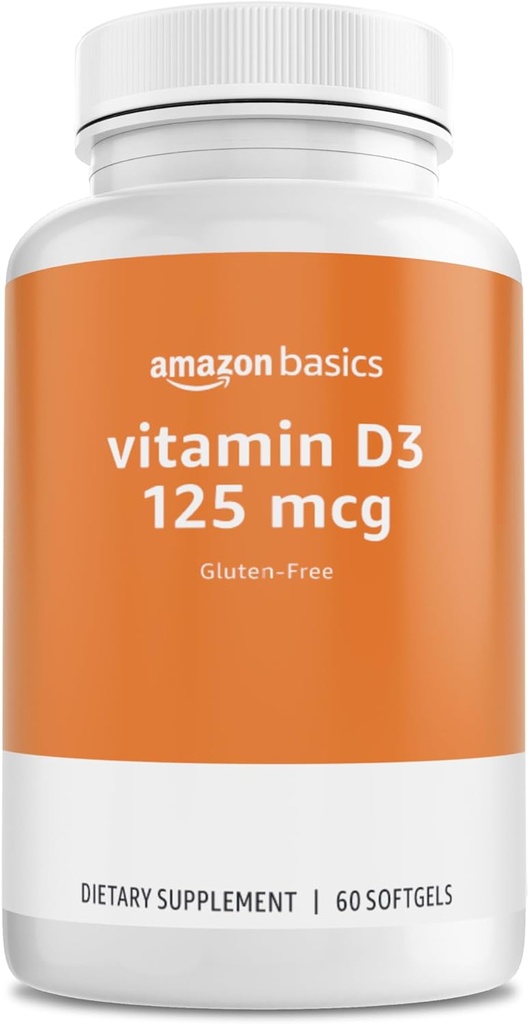 ויטמין D3, 125 mcg, 60 Softgels (1 לכל מנה)