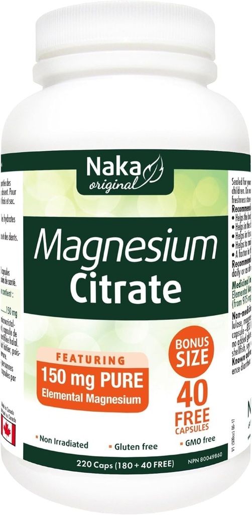 Naka Magnesium Citrate, 220 קפסולות