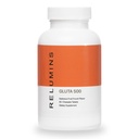 Relumins Gluta 500 טבליות Chewable עם Glutathione, Hyaluronic Acid, ויטמין C, Biotin & Collagen - תומך העור טונה & Glow - פירות Punch Flavor - מיוצר בארה"ב - 60 טבליות