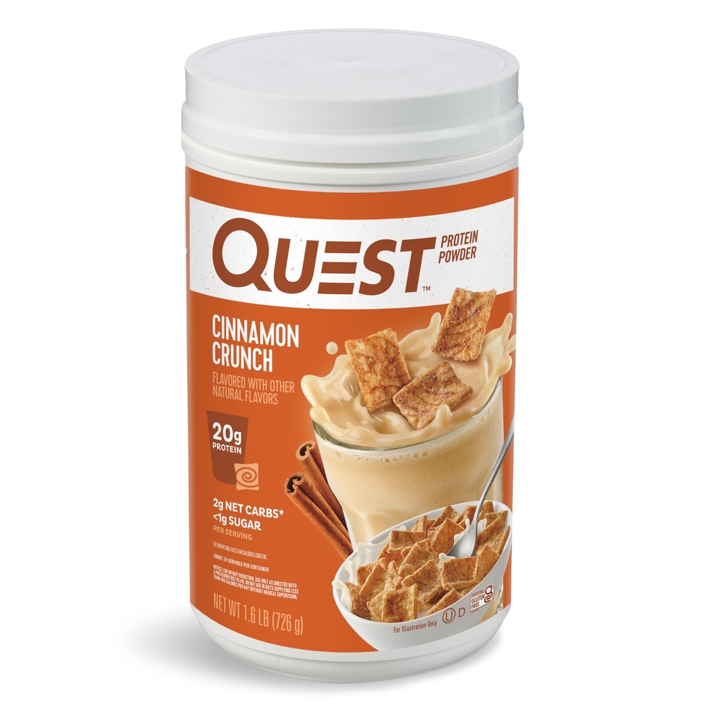 Quest Nutrition Cinnamon Crunch אבקת חלבון, 20g חלבון, 2g Net Carb, 1g Sugar, Low Carb, Gluten Free, 1.6 פאונד, 24 משרתים