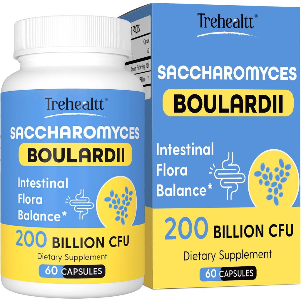 Saccharomyces Boulardii Probiotics 200 מיליארד CFUs, קלינית-Studied Probiotic for Women & Men Yeast for Intestinal, Gut, Immune & Digestive Health, Acid Resistant & Shelf-Stable, 60 ימים אספקה