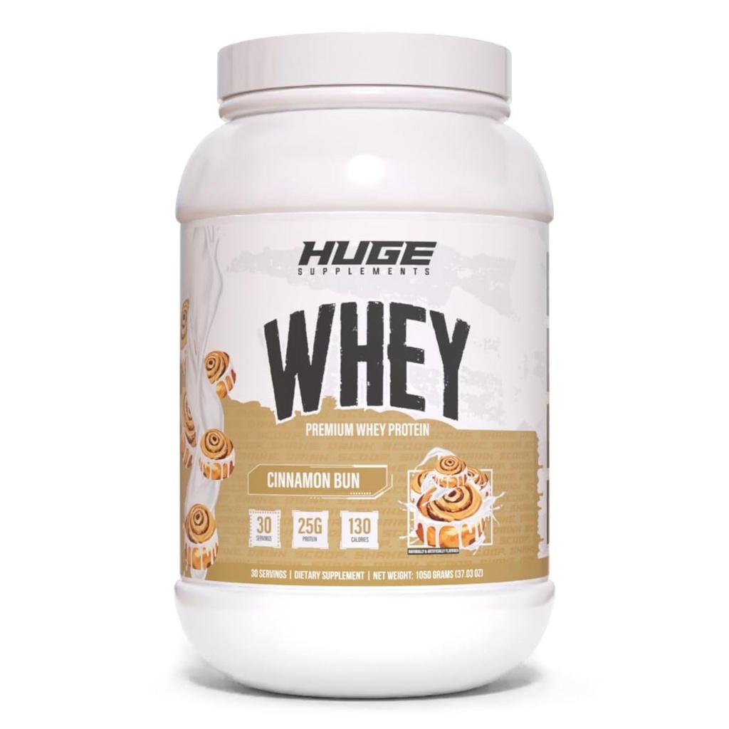 ענק Whey, אבקת חלבון עבור שריר מקבל, 25g חלבון, 12g EAAs, תומך שריר צמיחה, ביצועים ושיקום (Cinnamon Bun, 30 משרתים)