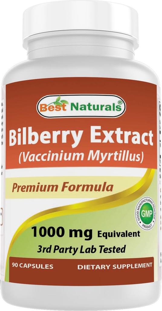 הטוב ביותר Naturals Bilberry לחלץ 1000 מ"ג קפסולת (Non-GMO) תומך חזון בריא, 90 הרוזן