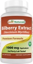 הטוב ביותר Naturals Bilberry לחלץ 1000 מ"ג קפסולת (Non-GMO) תומך חזון בריא, 90 הרוזן