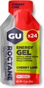 אנרגיית GU רוקטון Ultra Endurance Gel, טבעונית, Gluten-Free, כשרה ותזונה ללא חלב על- The-Go Sports Nutrition for Running, Biking, Hiking or Skiing, 24Count, Cherry Lime