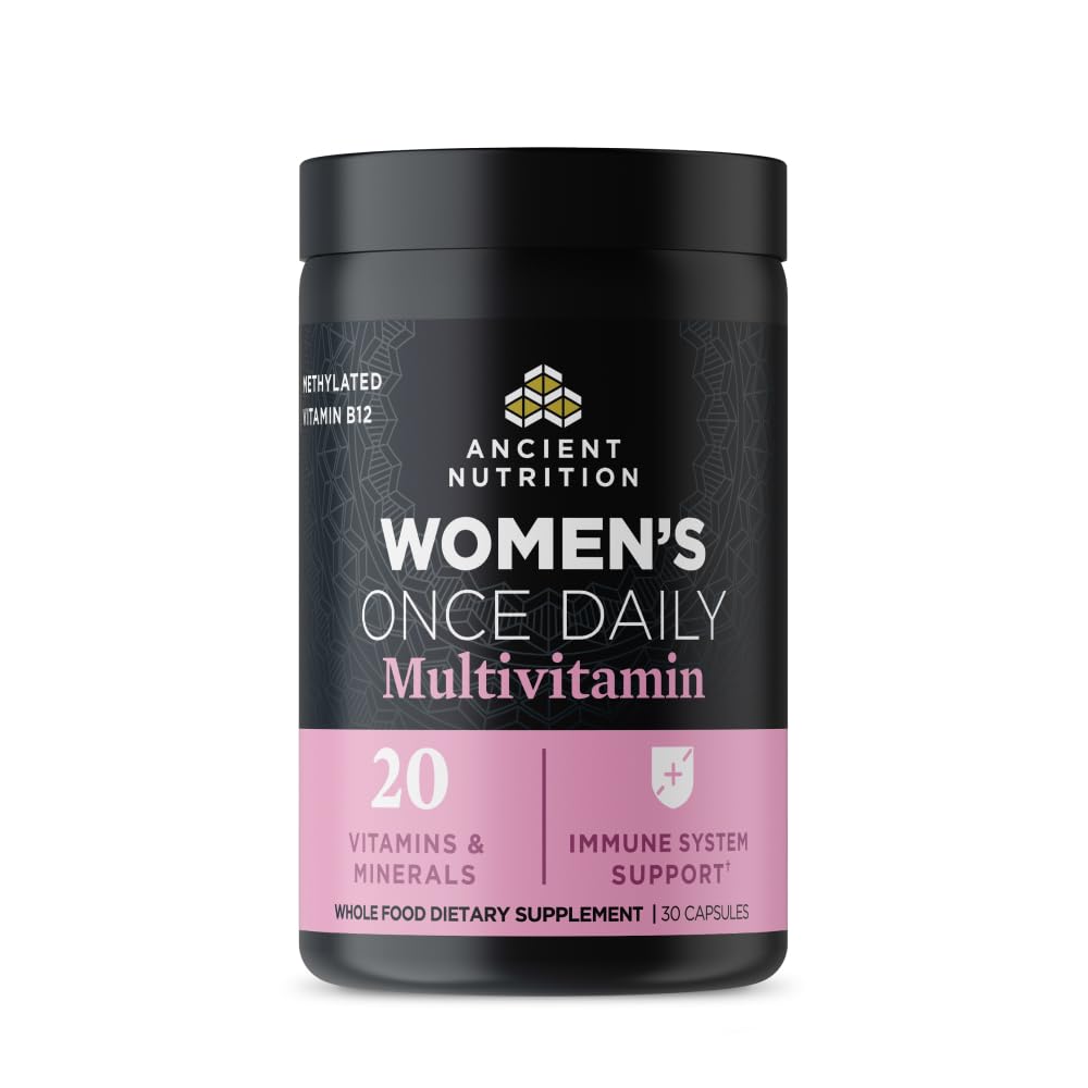 תזונה עתיקה Multivitamin for Women, Women's Once Daily Supplement, Methlyated ויטמין B, C, K2, Magnesium, Folate & Iron, תומך בריאות העצם, 30 Count