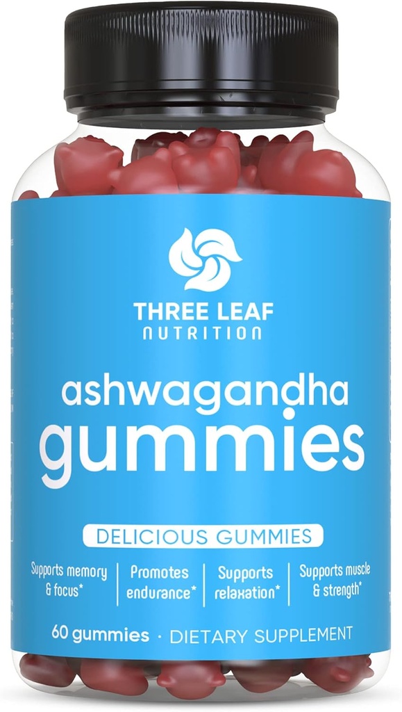 Ashwagandha Gummies for Men & Women - Ashwagandha תוספי תמיכה Focus, Memory, Calmness & Energy - Ashwagandha לחלץ חניכיים - 60 מסטיקנים