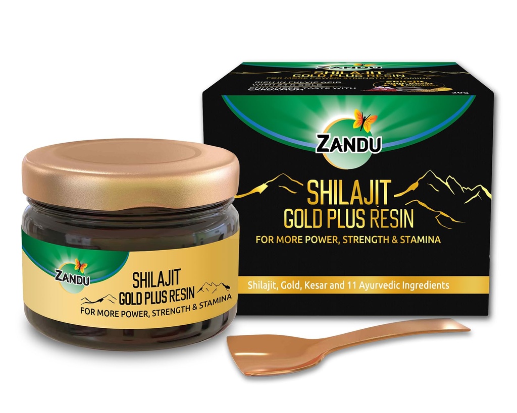 Zandu ההימלאיה Shilajit Resin | תוסף מבוסס צמחי טבעי לאנרגיה, כוח וביצועים פיזיים | תומך Active Lifestyle & Vitality | 0.71 Oz (20g)