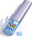 Vaydeer 7 Day שבועי גלולות מארגנת (Support 2 פעמים ביום), Metal Travel Pill Case, Large Capacity Daily Sweet Pill Box for Supplements, Pills, ויטמינים ותרופות (Purple), 8.3*2.1*1.2 Inch Inch