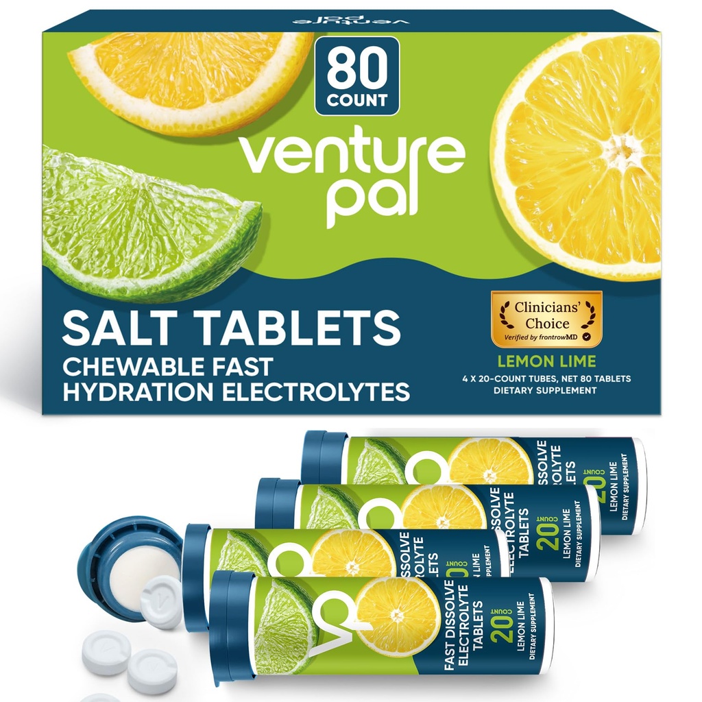 מיזם Pal Chewable Electrolyte Tablets, 80 Count Fast-Dissolve Sugar-Free Stick Tablets - Variety Pack עבור הידרציה מהירה, ריצה חיצונית, Hiking, ספורט | Keto & Vegan