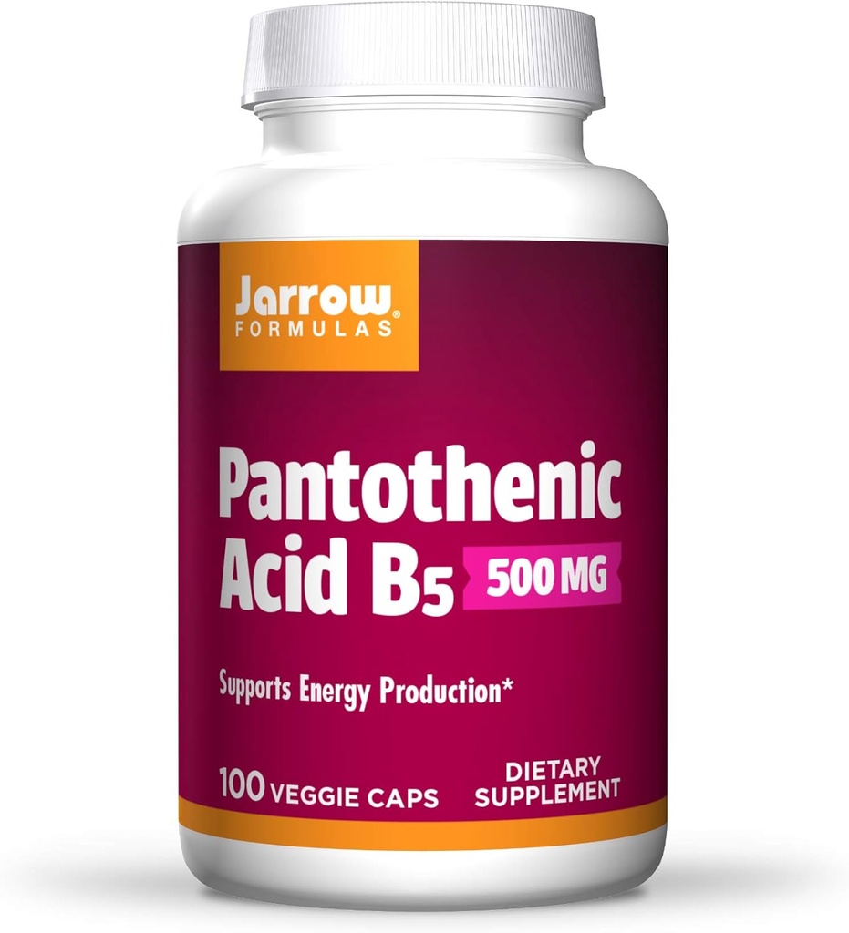 Jarrow Formulas Pantothenic Acid B5 500 מ"ג - 100 Veggie Caps - ויטמין B חיוני - ייצור אנרגיה & Metabolism תמיכה - 100 משרתים, Pack של 3