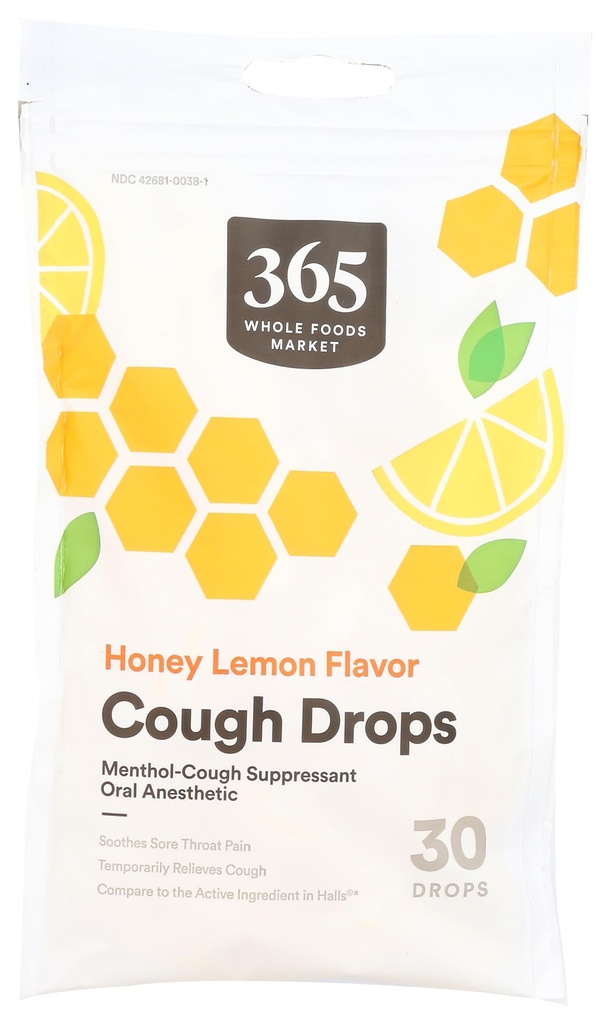 365 על ידי Whole Foods Market, Honey Lemon Cough Drops, 30 Count