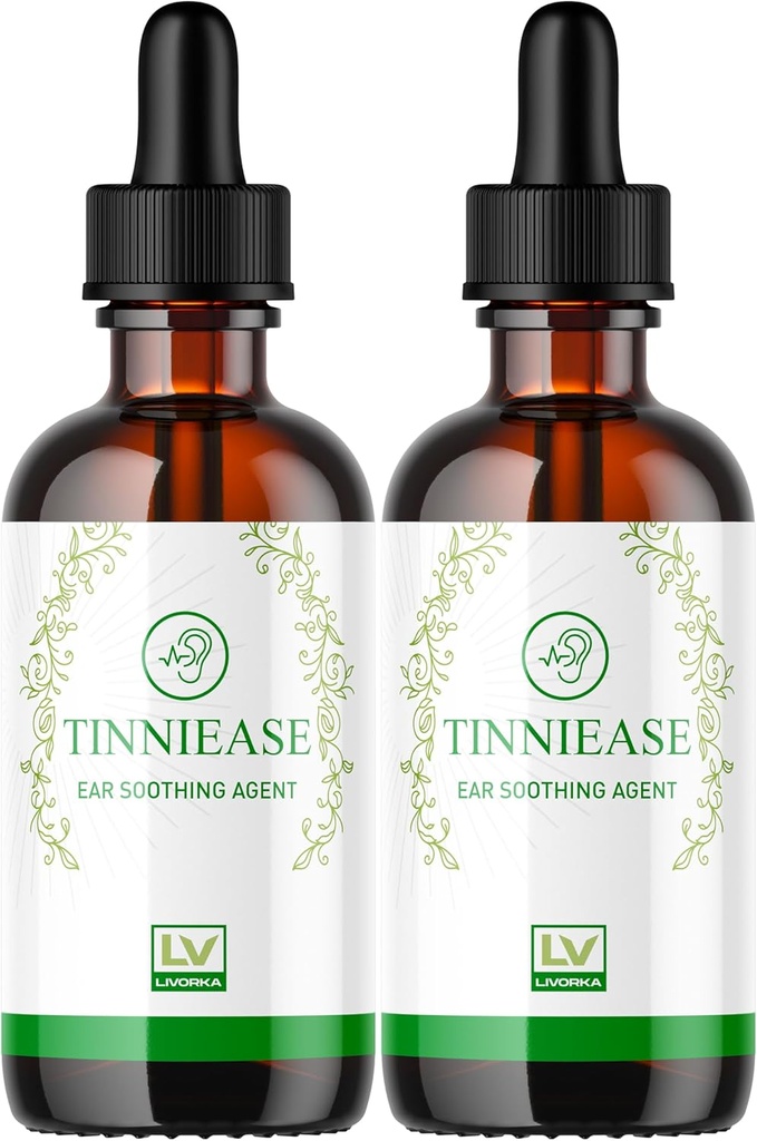 LIVORKA (2 Pack) Tinniease טיפות, Tinniease טיפות עבור תמיכה בשמיעה, Tinni Ease טיפות, Tinniease אוזניים טיפות, 2 בקבוקים במשך 60 ימים