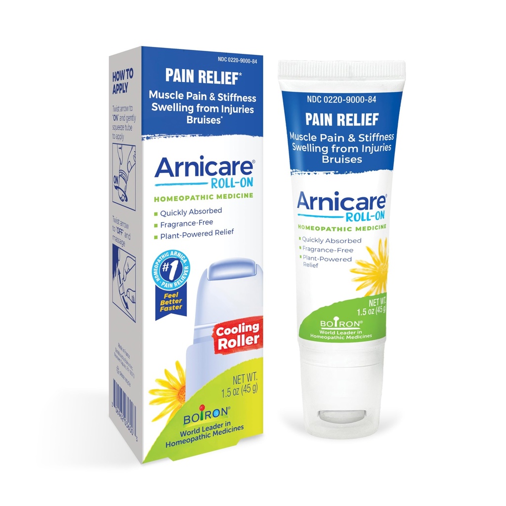 Boiron Arnicare Roll-On for Relief of Joint Pain, כאבי שרירים, כאבי שרירים, ונפיחות של Bruises או פציעה - Cooling Metal Roller and Smell-Free - 1.5 oz