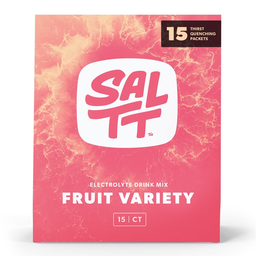 SALTT Electrolytes אבקת Packets, פירות Variety Pack (15 Packets) - Magnesium, Potassium, Sodium, Trace מינרלים - טבעוני & Gluten Free - Travel Essentials - Made in USA