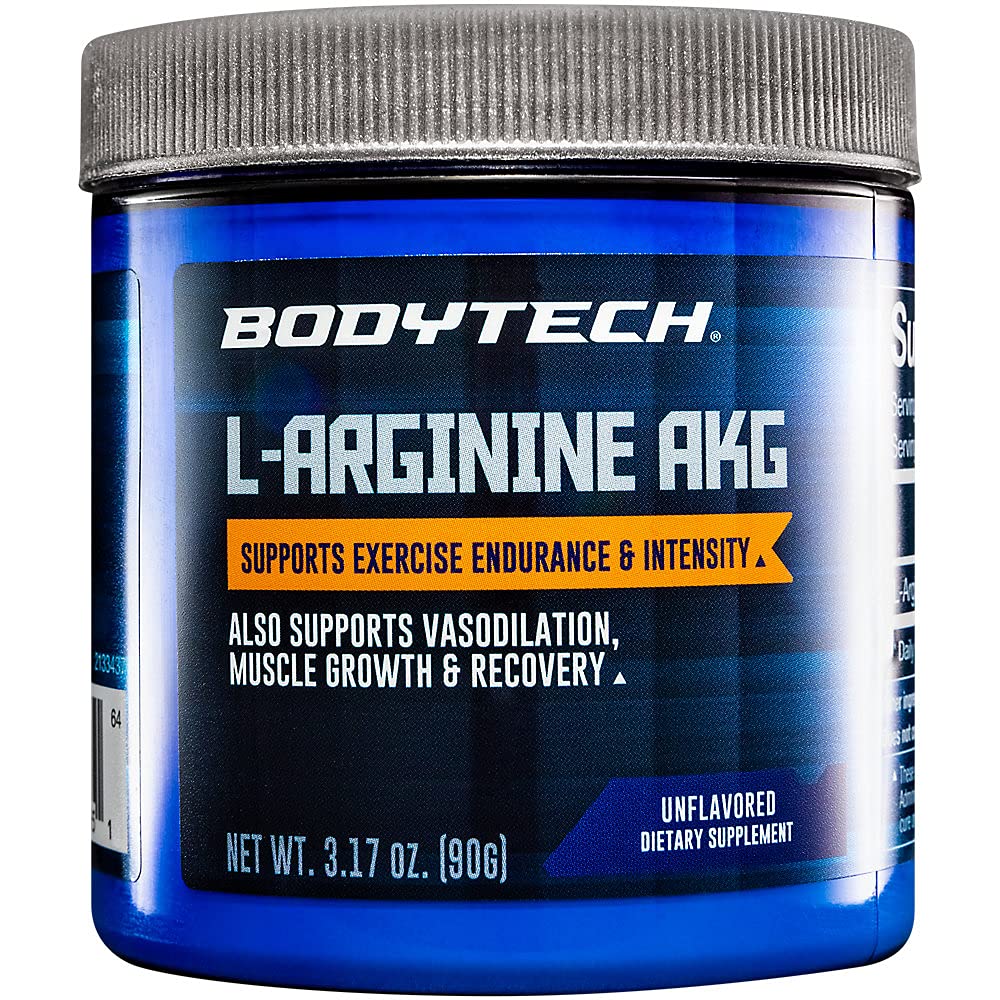 BODYTECH L-Arginine AKG 3000MG - תמיכה באימון אנדורנס אנדנסיות, צמיחה ושיקום, וידוי, Nitric Oxide (3.17 אבקת Ounce)