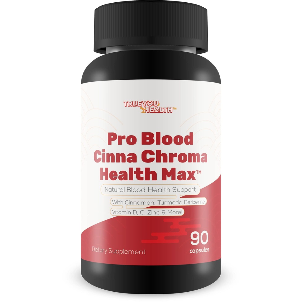Pro Blood Cinna Chroma Health Max - תמיכה טבעית לבריאות הדם עם Cinnamon, Turmeric, Berberine, ויטמין D, ויטמין C, Zinc & More - קידום הבריאות בדם משופר