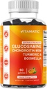 Vitamatic תוספת חיזוק Glucosamine Chondroitin מסטיקים עם MSM, Turmeric & Boswellia - 60 חניכיים מבוססות Pectin- Based תמיכה משותפת פורמולה - Sugar-Free, non-GMO, Gelatin-FreeFree-Free-Free.