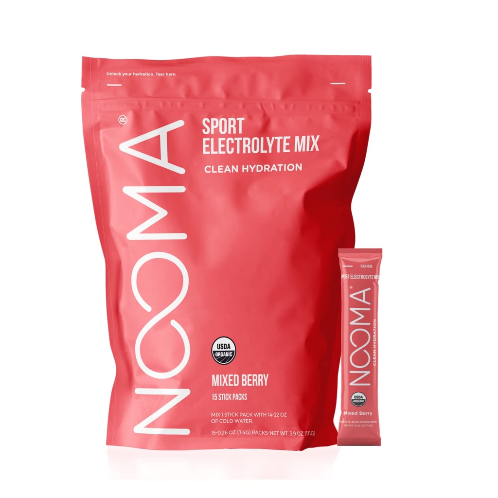 NOOMA Sport hydrotion Mix | Hydration Packets with No added Sugar | אבקת אלקטרוליטה | אבקת הידרה עם 25 קלוריות | 15 Count | מעורבות ברי ברי