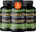 Gade Nutrition Quercetin עם ויטמין C ו- Zinc - Quercetin 500 מ"ג - Quercetin עם Bromelain - Zinc Quercetin - תוספי Quercetin + ויטמין D3 (Non-GMO, Gluten-Free, Vegan) - 6 חודשים אספקת אספקה