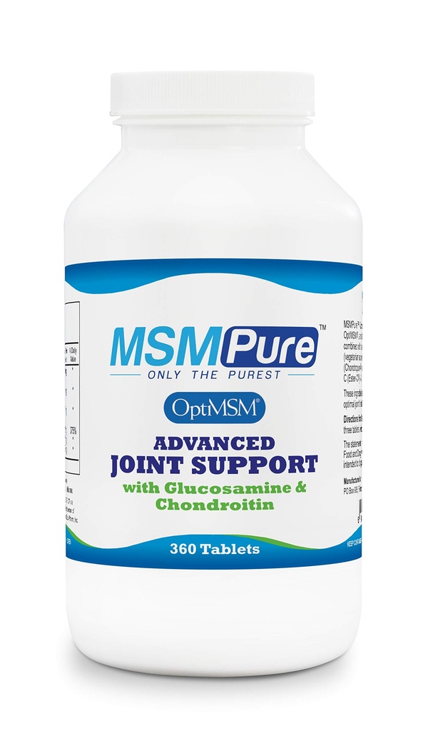 KALA HEALTH MSMPure Advanced Joint Support Tablets - Glucosamine, Chondroitin, OptiMSM, Ester-C & Manganese לבריאות משותפת, גמישות וניידות - Vegetarian-Sourced Glucosamine, 360 Count Count