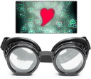 GloFX Black Heart Effect Diffraction Goggles - See Hearts - 3D Holographics Edm Rave Outfit Steampunk תלבושות פסטיבל המוזיקה Essential