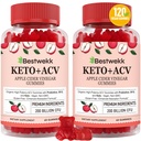Apple Cider Vinegar Gummies, Max Power 2000 מ"ג ACV מסטיקמי עם Probiotics, B12 ו- Keto Support, For Digestion, Metabolism, Detox, Gut & Imm Health, Gelatin-Free, non-GMO, 120 קטו חניכיים.