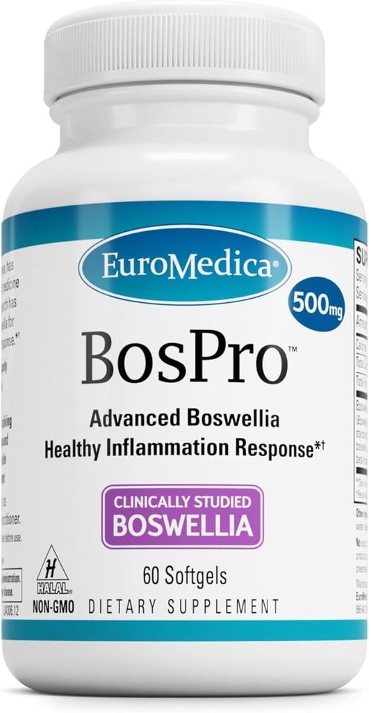 EuroMedica BosPro - Boswellia Serrata לחלץ תוסף - תוספת תזונתית לתמיכה בריאה Lung - Herbal תוסף פורמולה - 60 Softgels