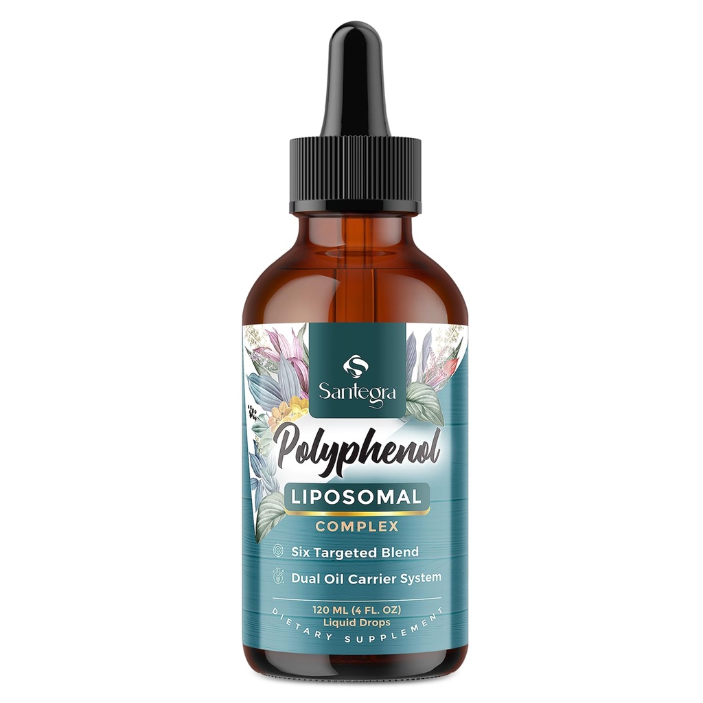 Polyphenols תוספת Liposomal, מעל 27 Polyphenol Complex & Powerful Antioxidant, עם שמן MCT ואוליב, Quercetin לחלץ, הותרן ברי פלט, עבור Age Defense, אנרגיה, Immune, 120 ML