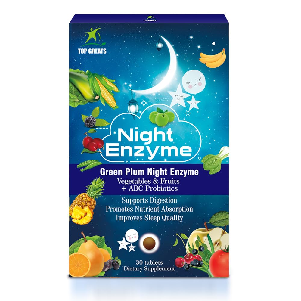 Night Enzyme, Daily Multi Digestive Enzymes, Green Plum פירות וירקות עם Probiotics, Relief Bloating, Better Sleep Quality, for Men and Women, קידום בריאות הנפש 120 טבליות