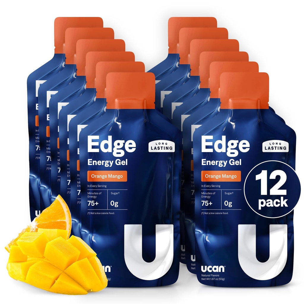 UCAN Edge אנרגיה Gel Shots, אורנג מנגו (12, 2 Ounce Packets) עבור ריצה, הדרכה, עבודה, כושר, Cycling, Crossfit | Sugar-Free, טבעוני & Keto Friendly Energy