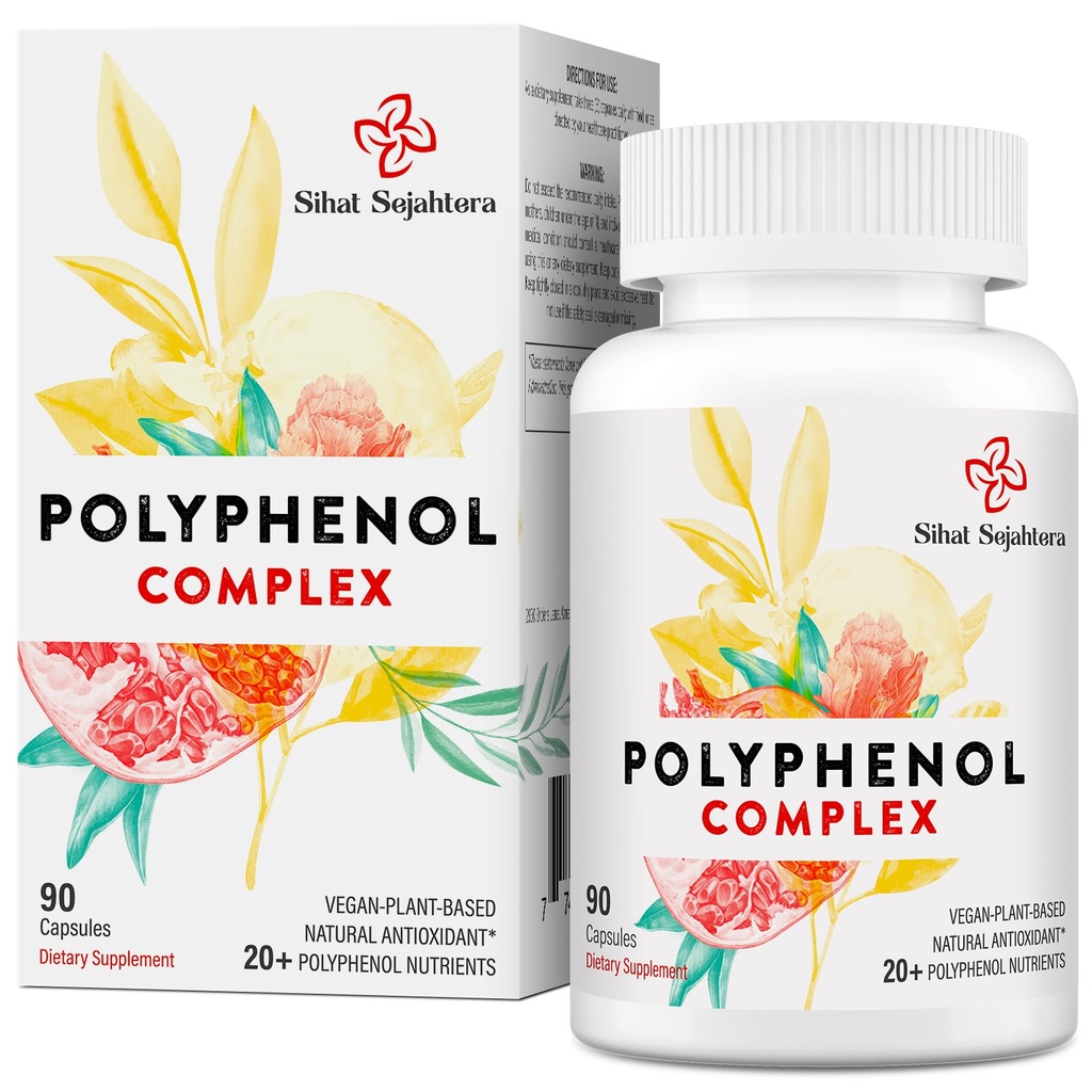 67,500 MG Polyphenols תוסף - Powerful Antioxidants & Polyphenol for Age Defense, Polyphenol Superfood, Quercetin, Resveratrol, Green Tea, Plant-based & Energy, Immune Support, 90 קפסולות