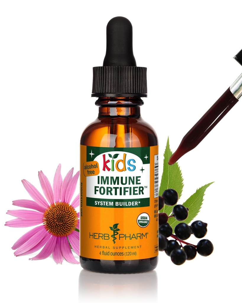 Herb Pharm ילדים מוסמכים-אורגנית אלכוהול חינם Immune Fortifier נוזלי צמחי פורמולה, 1 Ounce