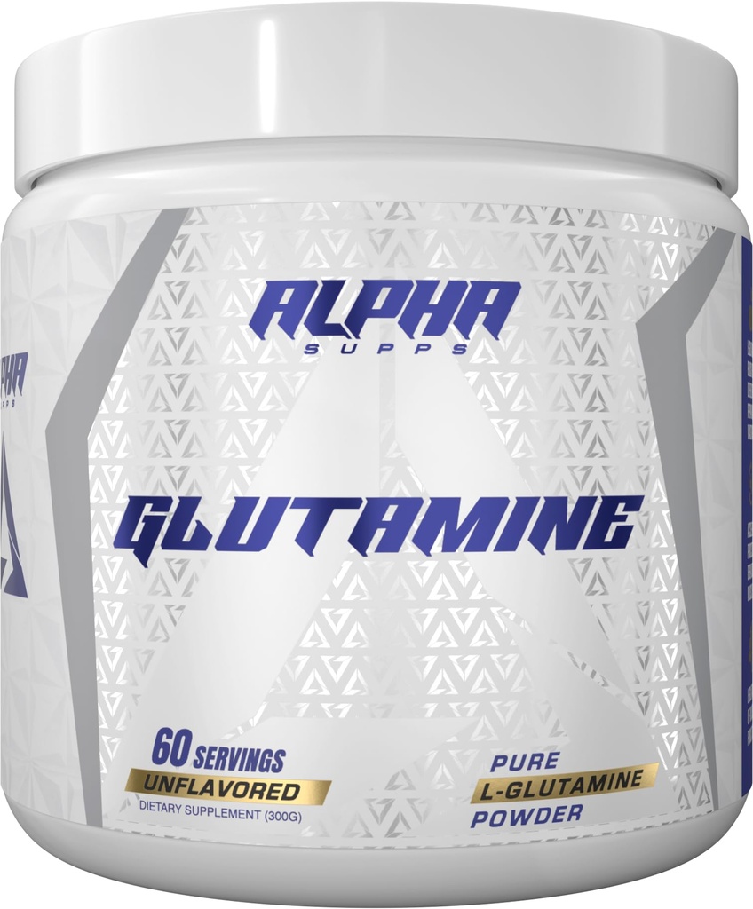 אבקת אלפא Supps Pure L-Glutamine - Unflavored Amino Acid, תוסף תזונה Glutamine עבור שריר התאוששות, Gut & Immune תמיכה - 60 משרתים - 300 גרמים