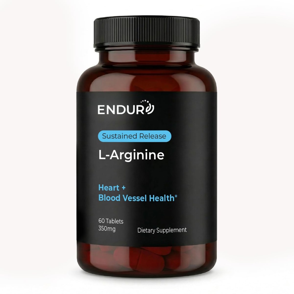 Endur L-Arginine תוסף, מסייע לתמוך זרימת דם בריאה ותפקוד הלב, ביצועי התרגילים והבריאות, Gluten Free, 350 מ"ג (60 טבליות)