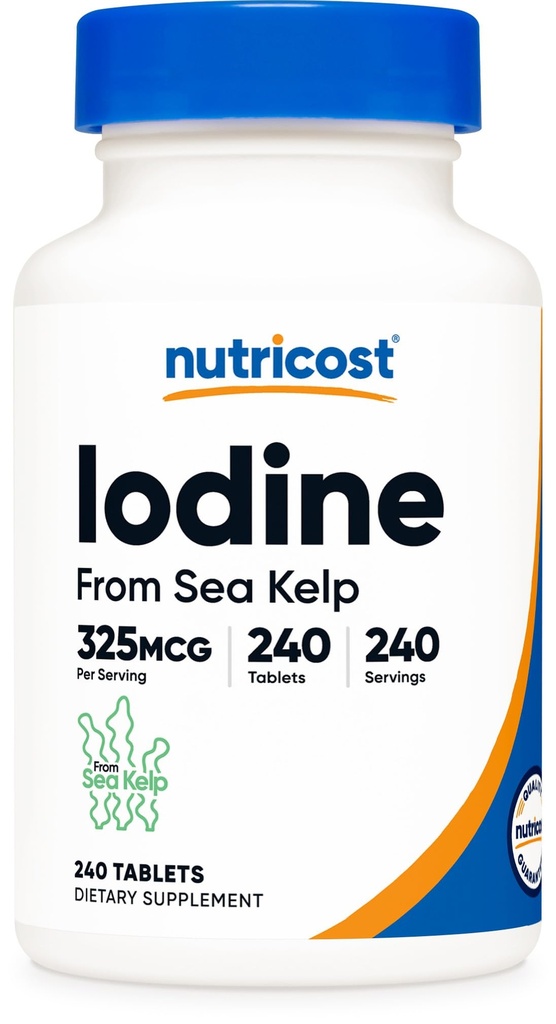 חומרים מזינים Iodine (Natural Iodine from Sea Kelp) 325mcg, 240 טבליות - non-GMO, Gluten Freeten
