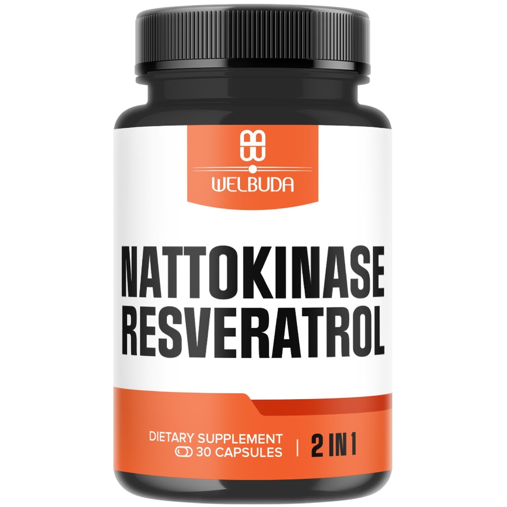 Nattokinase תוסף 3300 מ"ג עם Trans-Resveratrol - תמיכה עבור מערכת החיסון, לב בריא וגוף איזון - 30 משרתים