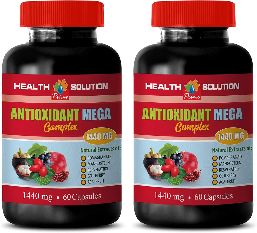 תוספת מורכבת נוגדי חמצון - ANTIOXIDANT MEGA COMPLEX 1440 MG - מנגוSteen תמצית, תוספי תזונה נוגדי חמצון, מנגו מולד קרונברי, ניקוי 2 בקבוקים 120 קפסולות