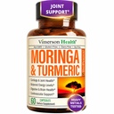 Moringa + Turmeric Curcumin תוסף לבריאות משותפת, Gut Health, אנרגיה ותמיכה Immune - Total Wellness Formula - Tumeric Curcumin עם Black Pepper & Moringa Pure כמוסות - 60 Count Count Count