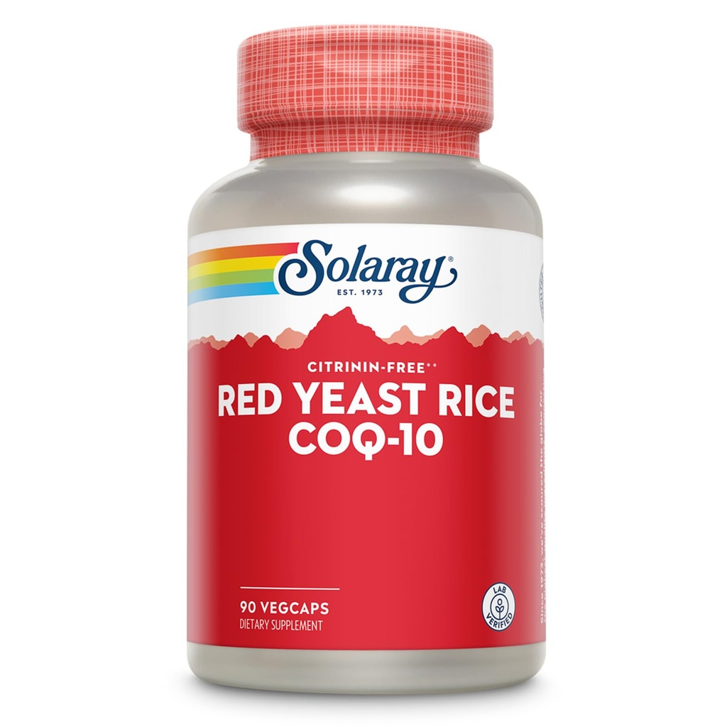 SOLAרי Red Yeast Rice Plus CoQ-10 & No-Flush Niacin ויטמין B-3, תמיכה בריאה לב ו Cardiovascular, Non-Irradiated & Citrinin חינם, 60 יום כסף בחזרה להבטיח, 90 משרתות, 90 VegCaps, 90 VegCaps