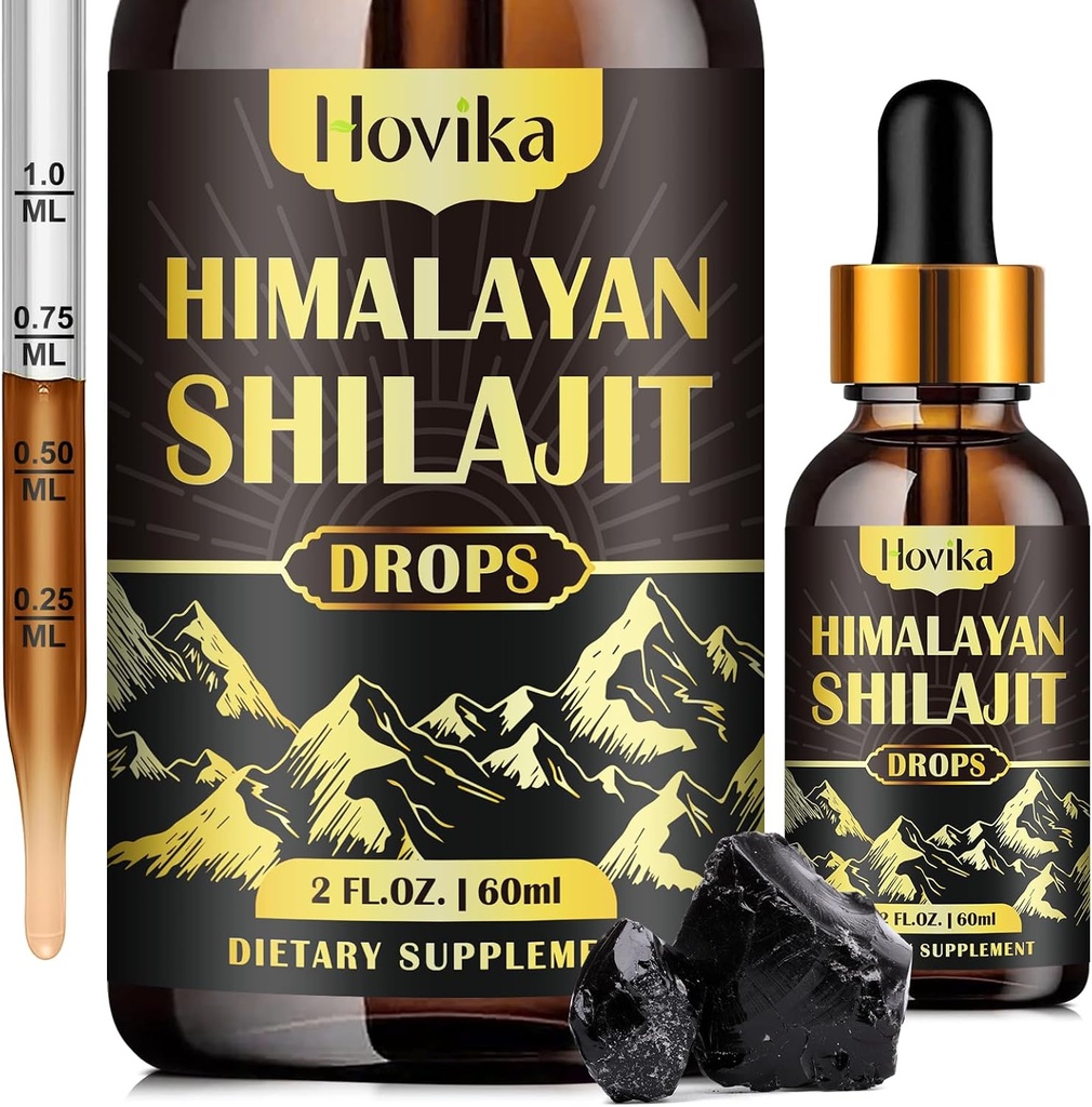 Pure Shilajit Resin תוסף, Shilajit נוזל טיפות 600 מ"ג זהב Shilajit עם Fulvic Acid & 85 + Trace מינרלים, תערובת אורגני Ayurvedic עבור אנרגיה, כוח, תמיכה חסינות, 2 Fl Oz Oz