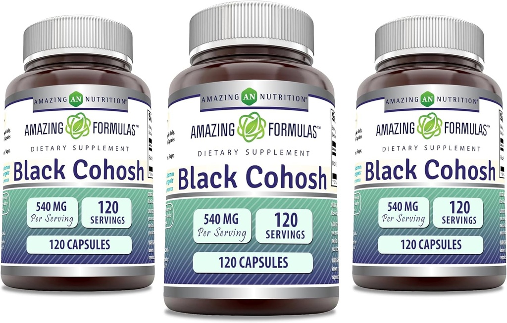 פורמולה מדהימה Black Cohosh 540 מ"ג 120 קפסולת | Non-GMO Glu |ten Free | Made in USA (3 Pack)