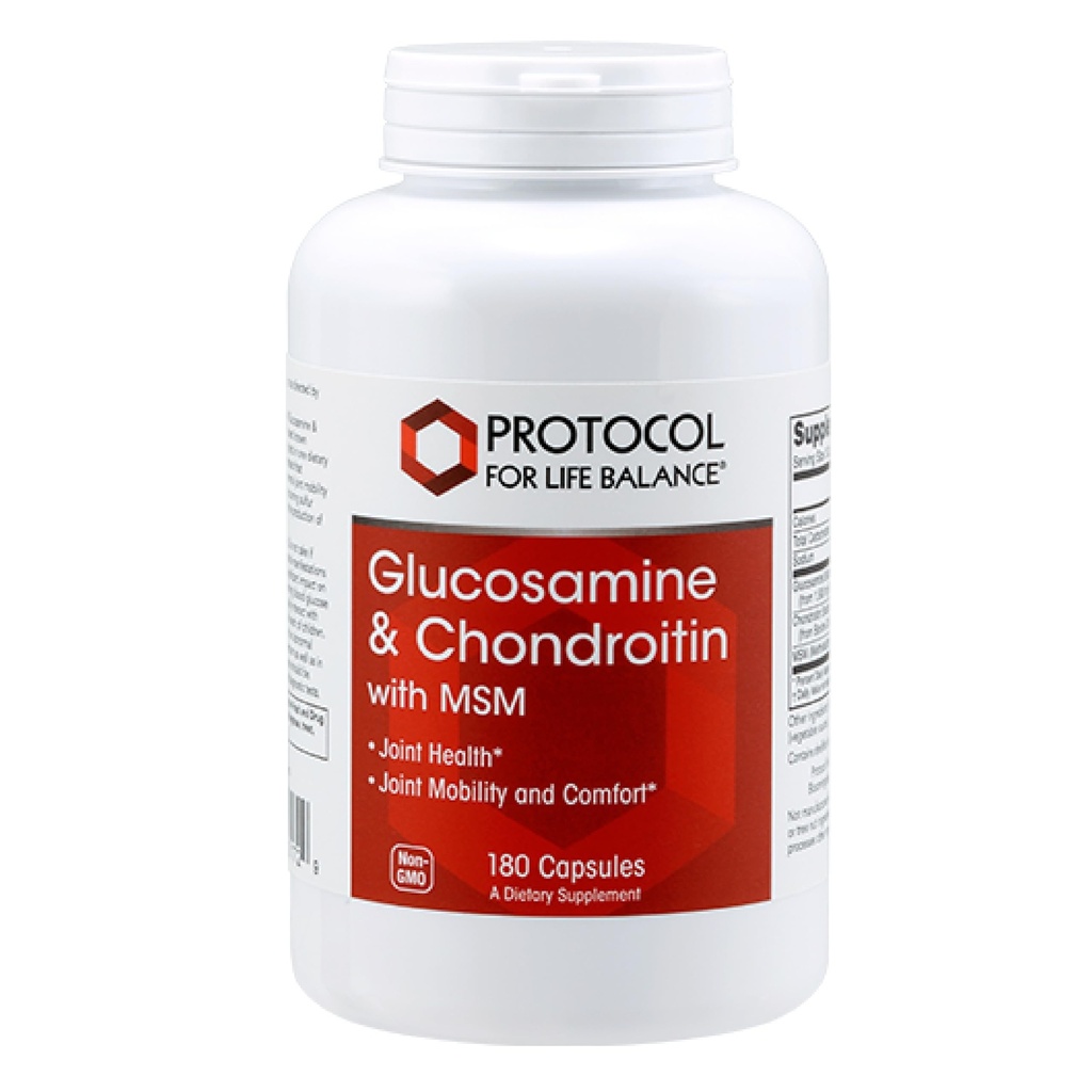 פרוטוקול Glucosamine & Chondroitin עם MSM - תמיכה משותפת * תוסף Chondroitin MSM - Non-GMO & חלב חינם - 180 Veg Caps